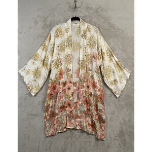 Billabong Beach Cover Up Kimono Style Open Front Tropical Size S/M Coastal